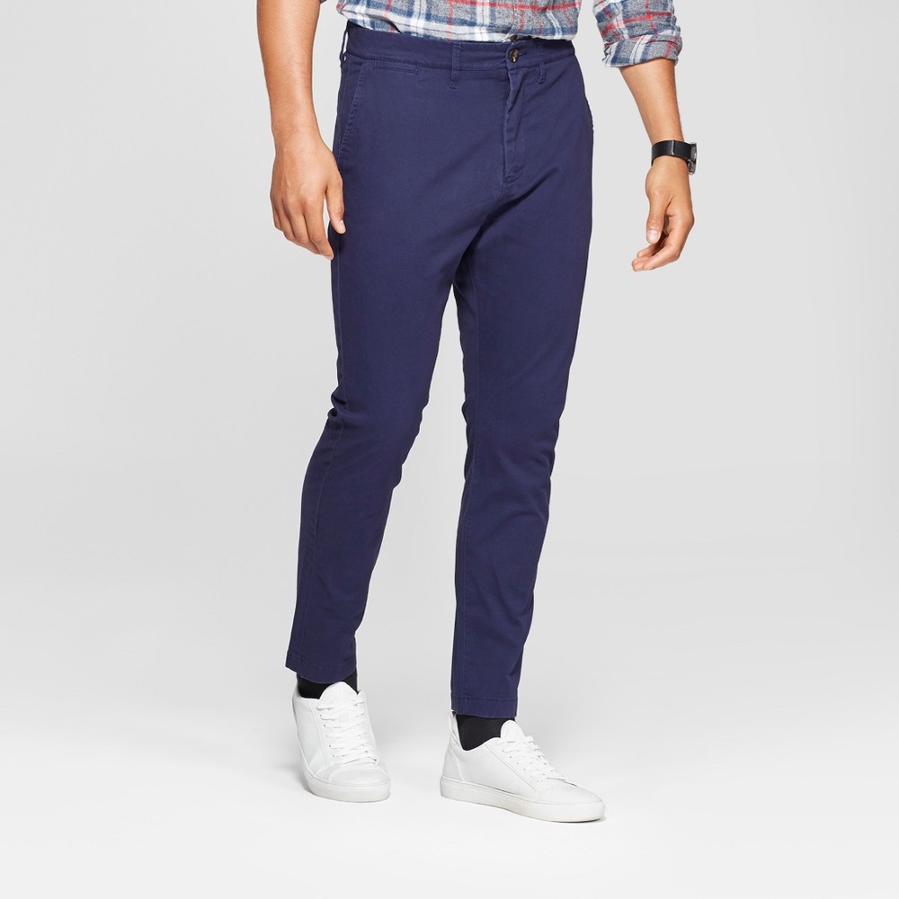 MENS NAVY BLUE STRETCH CHINO 40x34